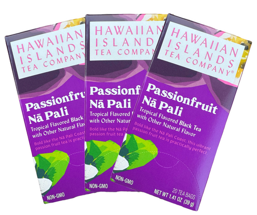 Hawaiian Islands Passion Fruit Na Pali Tropical Black Tea, 3 Pack (60 tea bags)