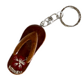 da Hawaiian Store Wood Slipper Sandal Keychain with Handpainted Flower (Choose Color)