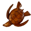 da Hawaiian Store Hand-Carved Wood Honu Turtle Featuring a Floral Design