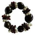 Kukui Nut Bracelet with Koa Seed and White Mongo Shell