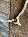 Shark Tooth Puka Shell Choker Necklace 18"