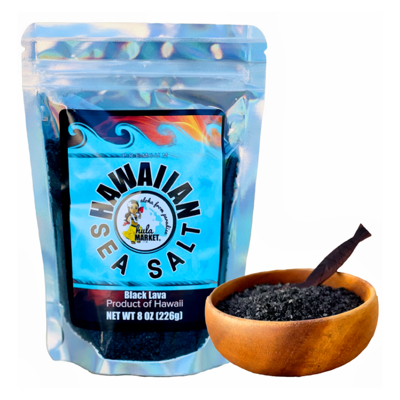 Hula Market 100% Pure Molokai Hawaiian Sea Salt - 8 Oz. | Alaea, Lava, Coffee, White, Bamboo & Kiawe!