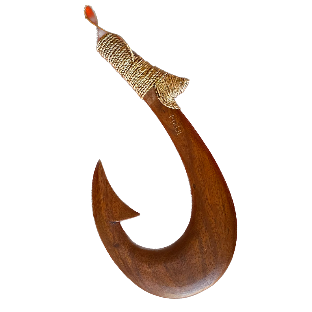da Hawaiian Store Hand-Carved Engraved Polynesian Wood Makau Fish Hook