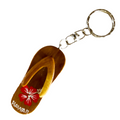 da Hawaiian Store Wood Slipper Sandal Keychain with Handpainted Flower (Choose Color)