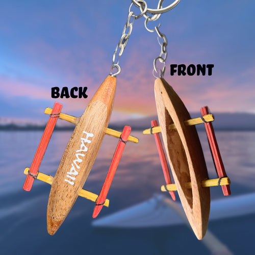 da Hawaiian Store Wood Outrigger Canoe Key Chain