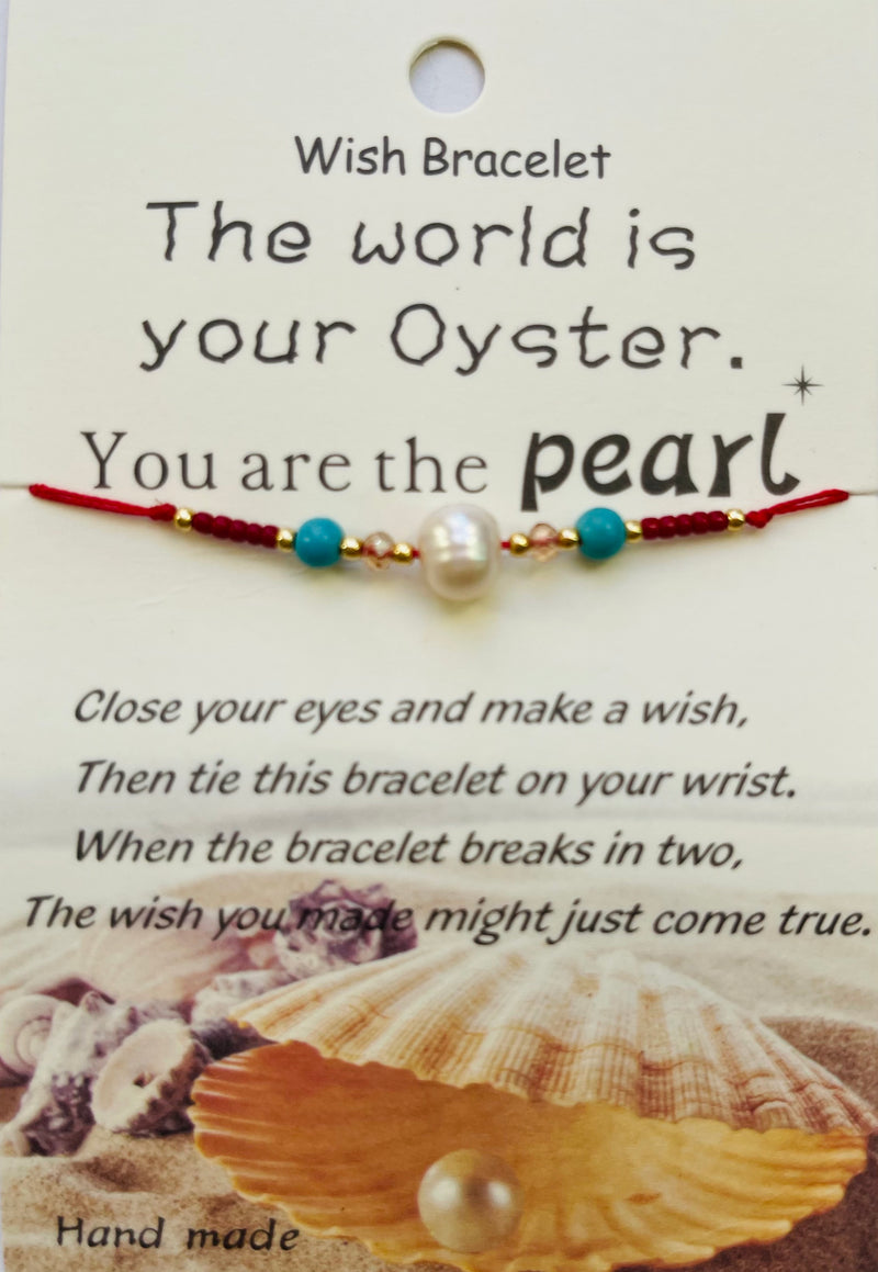 da Hawaiian Store "The World is Your Oyster Faux Pearl Wish Bracelet" (Choose Color)