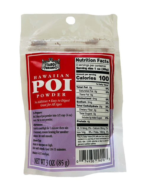 Hawaiian Poi Powder 3 Ounce Pack- Made in Hawaii From Hawaiian Taro